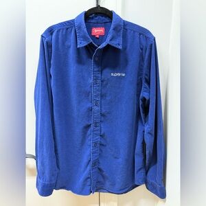 Supreme Blue Corduroy Button Down Shirt Size Medium (Fall/Winter 2018)
